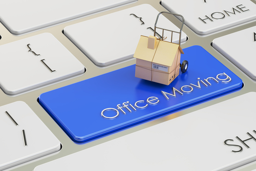 Office Move Concept On Red Keyboard Button 3d Rendering office movers near me